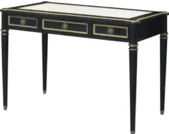 Casa Padrino Barock Schreibtisch mit 3 Schubladen Schwarz / Weiß / Gold 108 x 61 x H. 77 cm - Barock Büromöbel