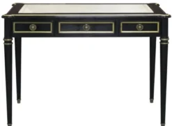 Casa Padrino Barock Schreibtisch mit 3 Schubladen Schwarz / Weiß / Gold 108 x 61 x H. 77 cm - Barock Büromöbel