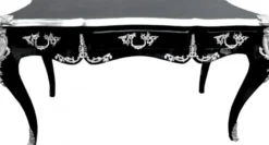 Casa Padrino Barock Schreibtisch Sekretär im Antik Stil Schwarz / Silber 138 x 70 x H. 80 cm