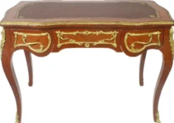 Casa Padrino Barock Schreibtisch Braun / Gold - Handgefertigter Massivholz Bürotisch mit 3 Schubladen - Büro Möbel im Barockstil