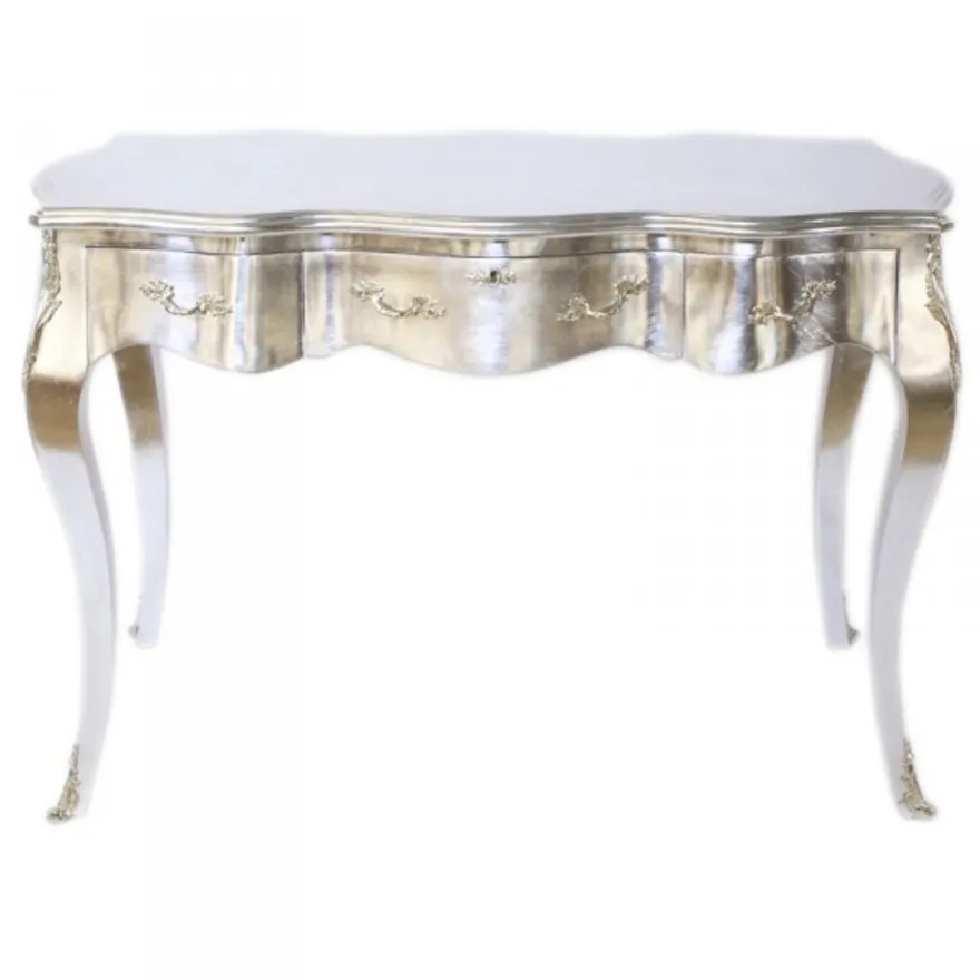 Casa Padrino Barock Schreibtisch Sekretär Konsole Silber 120 x 60 x H 80 cm