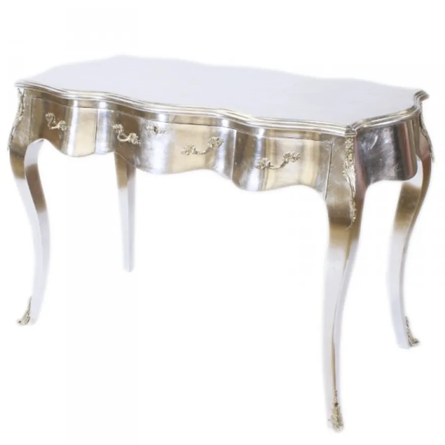 Casa Padrino Barock Schreibtisch Sekretär Konsole Silber 120 x 60 x H 80 cm