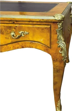 Casa Padrino Barock Schreibtisch Vogelaugenahorn / Gold 160 cm - Barock Büro Möbel