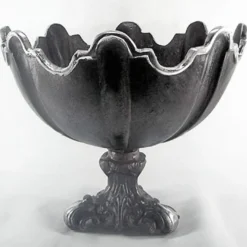 Casa Padrino Barock Schüssel Aluminium Schwarz / Silber H. 30, Durchmesser 36 cm - Antik Stil