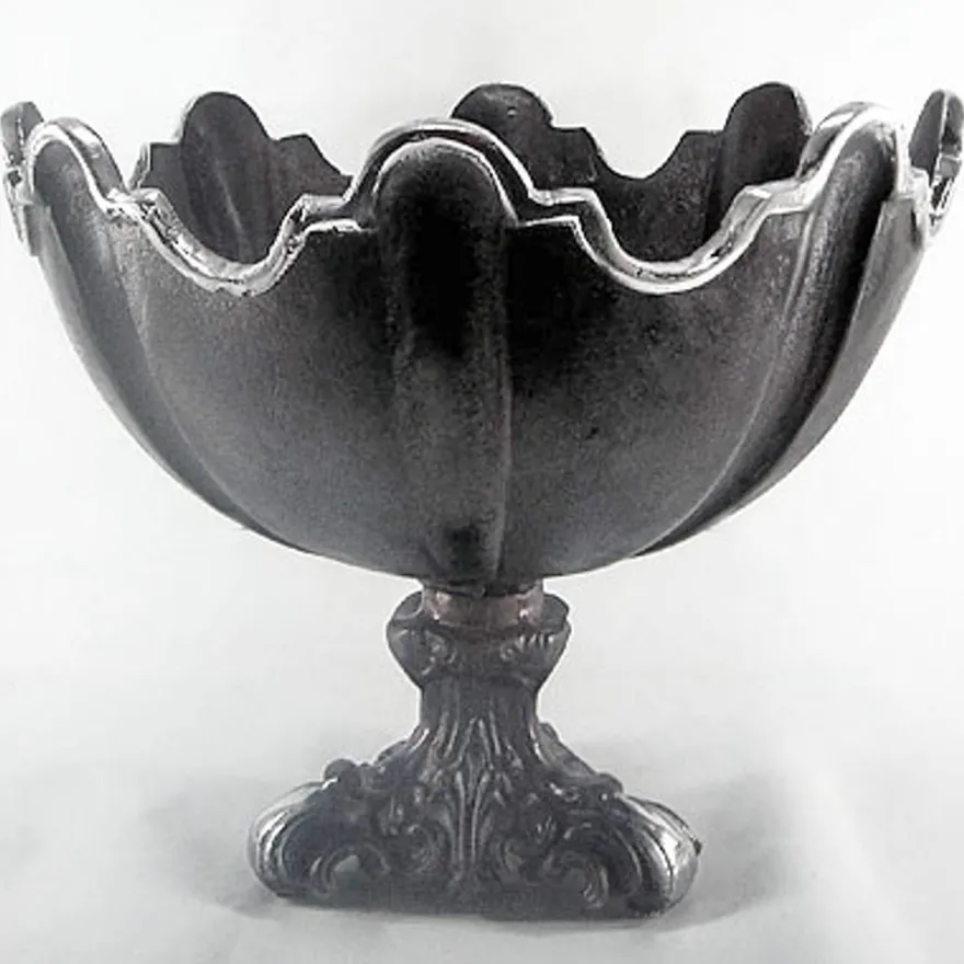 Casa Padrino Barock Schüssel Aluminium Schwarz / Silber H. 30, Durchmesser 36 cm - Antik Stil