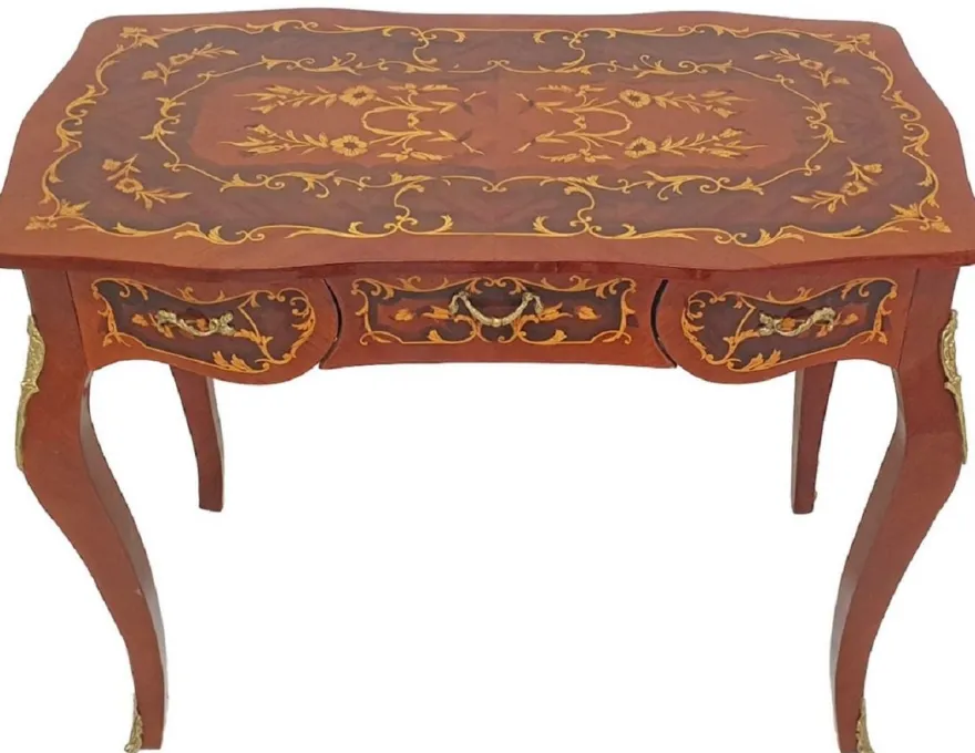 Casa Padrino Barock Sekretär Braun - Handgefertigter Barockstil Schreibtisch mit 3 Schubladen - Büromöbel im Barockstil - Barock Möbel - Barock Einrichtung - Büro Einrichtung im Barockstil