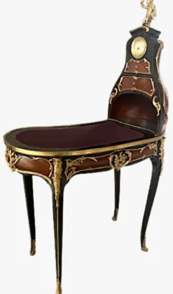 Casa Padrino Barock Sekretär mit Uhr Braun / Gold - Prunkvoller Schreibtisch im Barockstil - Barock Büromöbel - Barockstil Büro Möbel - Barockstil Möbel - Barock Möbel - Barock Einrichtung