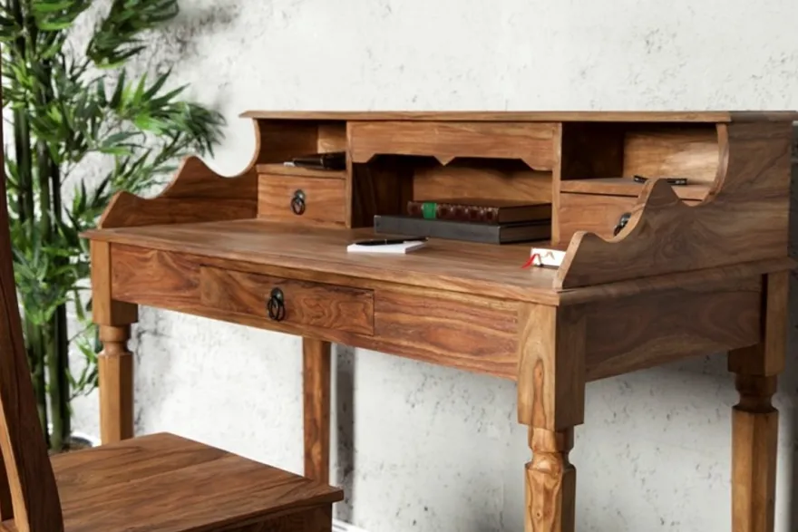 Casa Padrino Barock Sekretär mit 3 Schubladen aus edlem Sheeshamholz - Massivholz Schreibtisch Konsole - 115 x 57 x H 98 cm