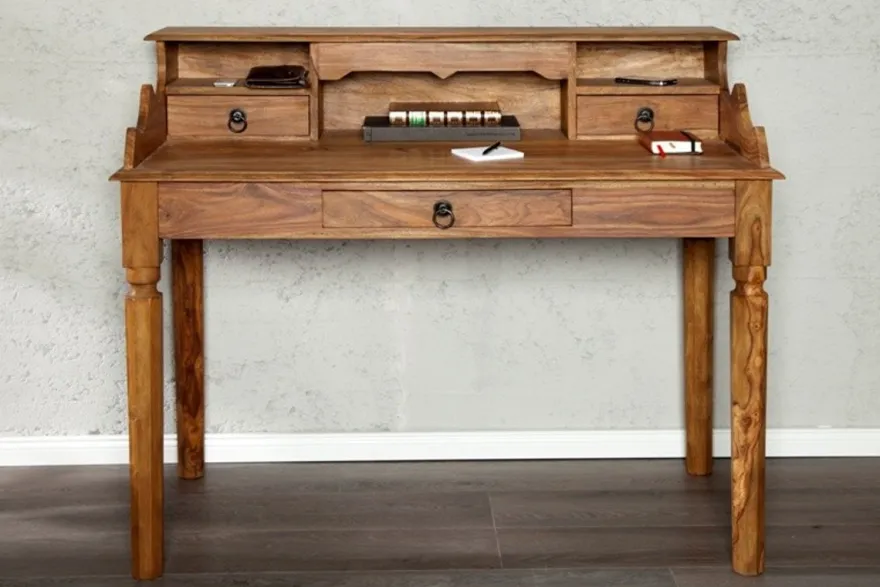Casa Padrino Barock Sekretär mit 3 Schubladen aus edlem Sheeshamholz - Massivholz Schreibtisch Konsole - 115 x 57 x H 98 cm