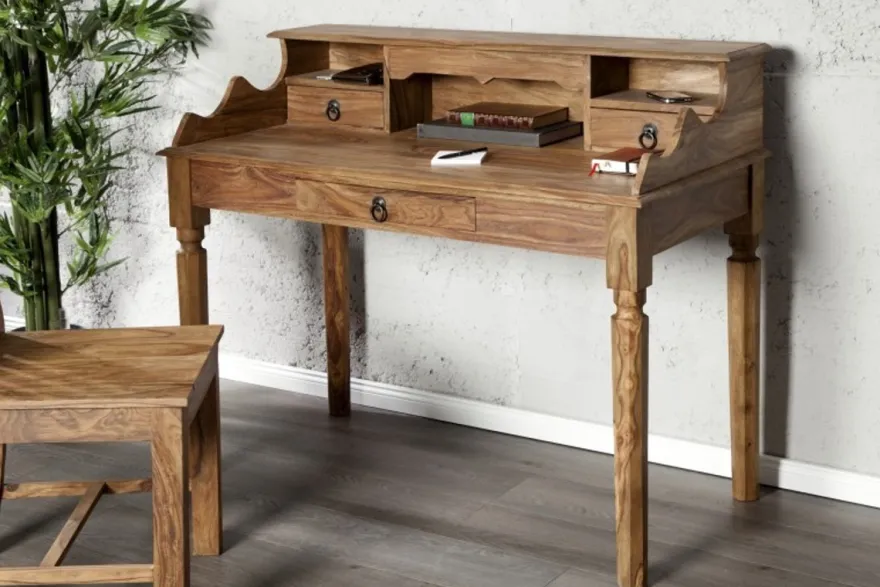 Casa Padrino Barock Sekretär mit 3 Schubladen aus edlem Sheeshamholz - Massivholz Schreibtisch Konsole - 115 x 57 x H 98 cm