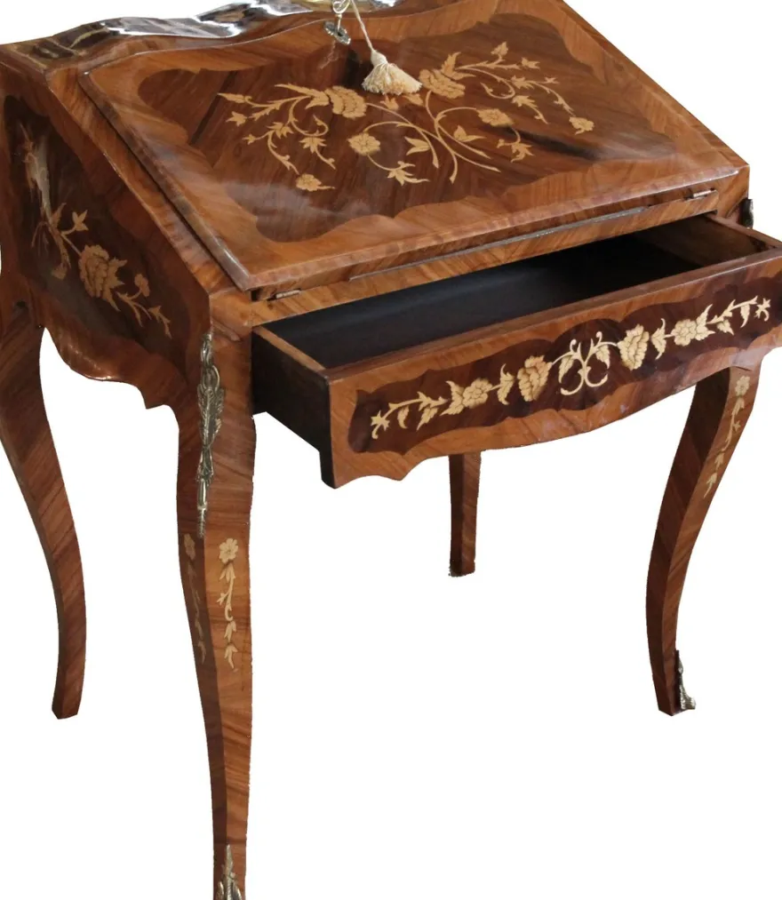 Casa Padrino Barock Sekretär Mahagony Braun B 70 x H 88 x T 53 cm- Sekretär Antik Stil
