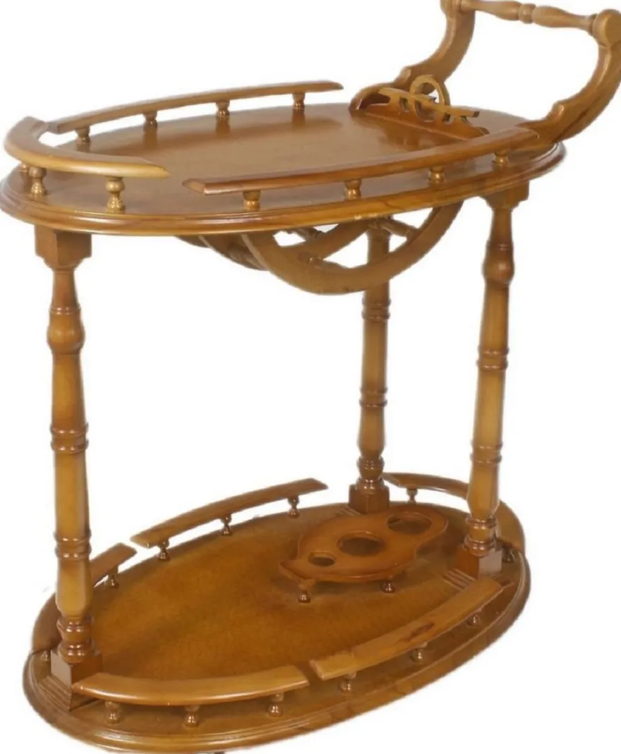 Casa Padrino Barock Servierwagen Braun 80 x 50 x H. 90 cm - Massivholz Trolley - Barock Gastronomie Accessoires