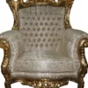 Casa Padrino Barock Sessel "Al Capone" Mod3 Creme / Gold Möbel - Antik Stil - Limited Edition