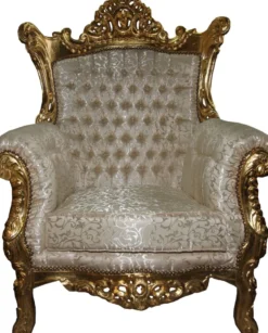 Casa Padrino Barock Sessel "Al Capone" Mod3 Creme / Gold Möbel - Antik Stil - Limited Edition