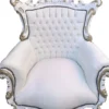 Casa Padrino Barock Sessel Al Capone Weiß / Weiß mit Goldbemalung - Antik Stil Möbel - 128 x 90 x 80 cm