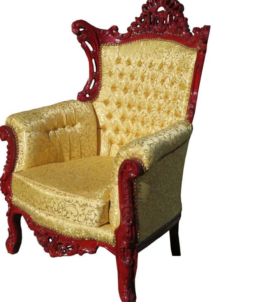 Casa Padrino Barock Sessel Al Capone im Antik Stil, Gold Muster / Braunrot, 127 x 90 x 80 cm