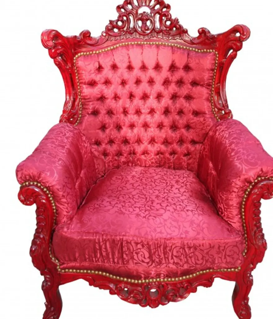 Casa Padrino Barock Sessel Al Capone im Antik Stil, Bordeaux Muster Braun Rot, H 127 x B 85 x T 65 cm