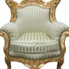Casa Padrino Barock Sessel Al Capone Mod 2 Jadegrün / Beige / Gold, 85 x 65 x 127 cm, Massivholz