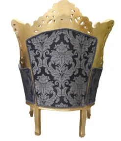 Casa Padrino Barock Sessel Al Capone Mod2, Royal Blau Muster / Gold, 127 x 85 x 65 cm