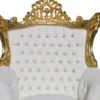 Casa Padrino Barock Sessel Al Capone im Antik Stil Weiß / Gold mit Glitzersteinen 128 x 90 x 80 cm