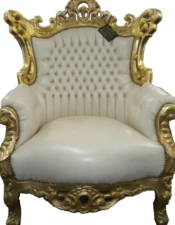 Casa Padrino Barock Sessel Al Capone im Antik Stil Creme und Gold, Höhe 128 cm, Breite 90 cm, Tiefe 80 cm