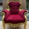 Casa Padrino Barock Sessel Bordeauxrot / Gold - Handgefertigter Antik Stil Wohnzimmer Sessel - Antik Stil Möbel - Barock Wohnzimmer Möbel