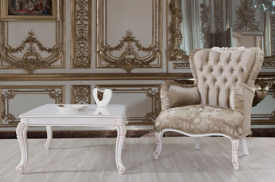 Casa Padrino Barock Sessel Braun / Weiß / Beige 80 x 82 x H. 100 cm - Prunkvoller Wohnzimmer Sessel mit Glitzersteinen - Barockstil Möbel