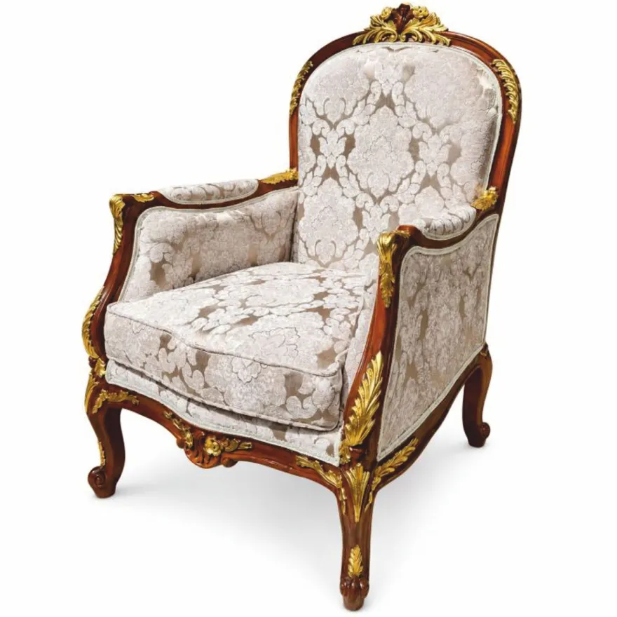 Casa Padrino Barock Sessel Grau / Braun / Gold - Prunkvoller Barockstil Wohnzimmer Sessel - Handgefertigte Barockstil Möbel