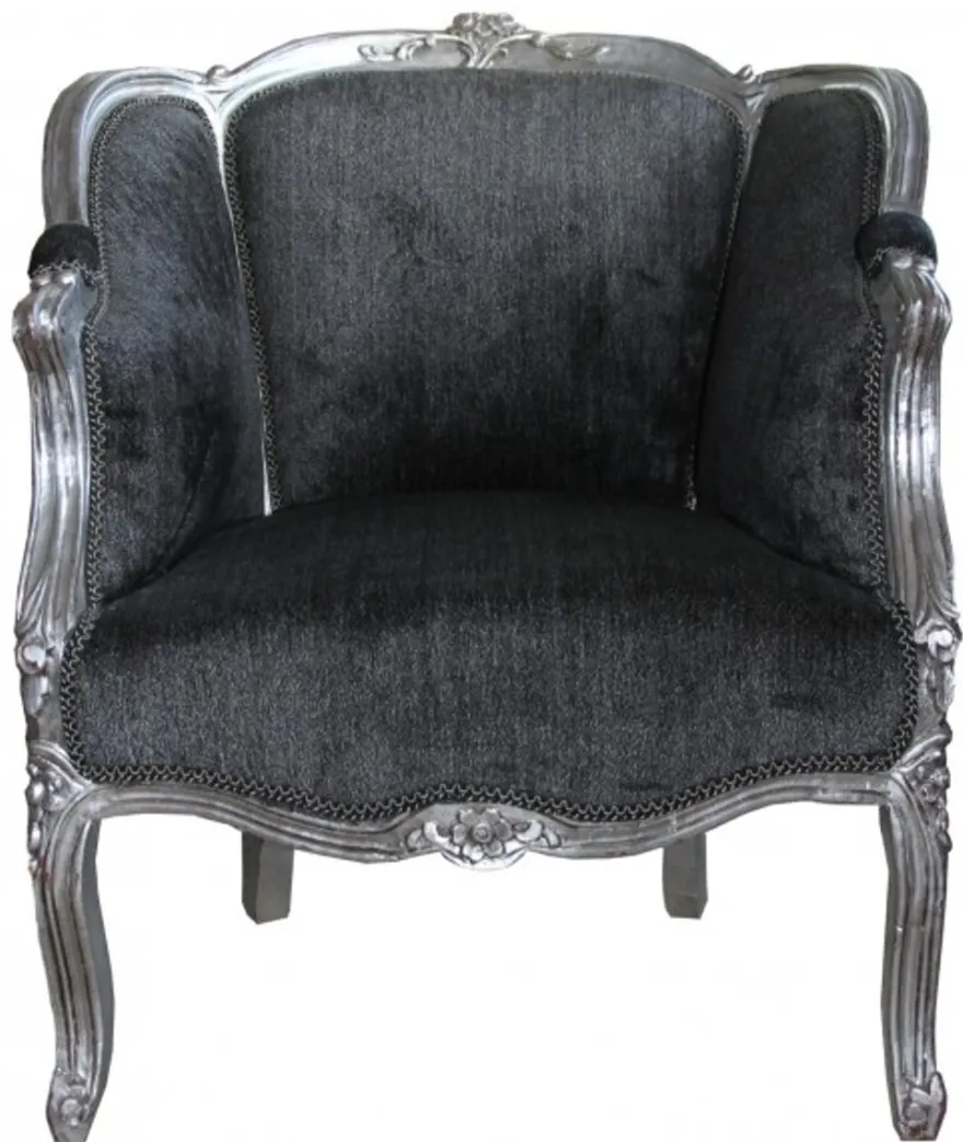 Casa Padrino Barock Sessel im Antik Stil, Grau / Silber, 79 x 78 x 94 cm
