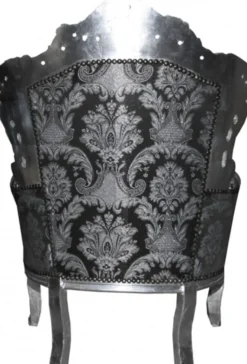 Casa Padrino Barock Sessel King in Schwarz mit Muster und Silber - Handgefertigtes Luxusmöbel 120 x 85 x 85 cm