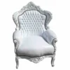 Casa Padrino Barock Sessel King im Antik Stil Weiß / Weiß Lederoptik, 120 x 85 x 85 cm