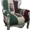 Casa Padrino Barock Sessel King, Italien / Silber, Antik Stil, H 120 x B 85 x T 85 cm