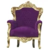 Casa Padrino Barock Sessel King im Antik Stil, Lila / Gold, Höhe 120 cm, Breite 85 cm, Tiefe 85 cm