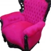 Casa Padrino Barock Sessel King Pink / Schwarz mit Bling Bling Glitzersteinen, 120 x 85 x 85 cm