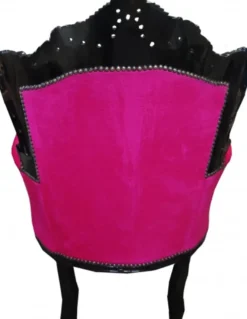 Casa Padrino Barock Sessel King Pink / Schwarz mit Bling Bling Glitzersteinen, 120 x 85 x 85 cm