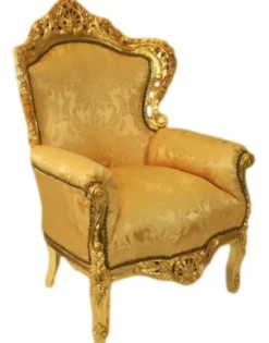 Casa Padrino Barock Sessel King Gold Muster / Gold, 120 x 85 x 85 cm - Handgefertigter Luxus Sessel im Antik Stil