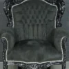 Casa Padrino Barock Sessel King im Barockstil - Schwarz Samt & Massivholz - 85 x 85 x H. 120 cm
