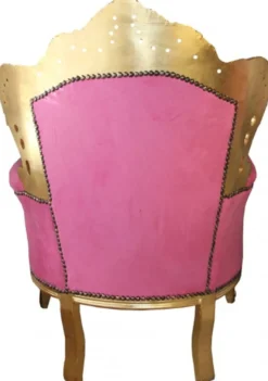 Casa Padrino Barock Sessel King Pink / Gold, 120 x 85 x 85 cm, handgefertigter Antik Stil Sessel