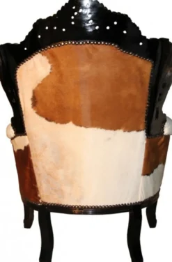 Casa Padrino Barock Sessel King mit Kuhfell in Braun, 85 x 85 x H. 120 cm - Limited Edition