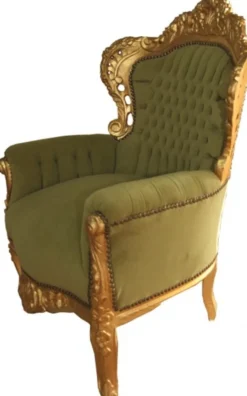 Casa Padrino Barock Sessel King Jadegrün / Gold 85 x 85 x H. 120 cm - Barock Möbel