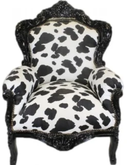 Casa Padrino Barock Sessel King Kuhmuster Schwarz Weiß / Schwarz 85 x 85 x H. 120 cm - Barock Möbel