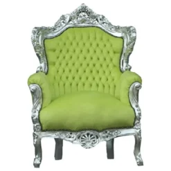 Casa Padrino Barock Sessel King Jadegrün / Silber 85 x 85 x H. 120 cm - Luxus Antik Stil Möbel