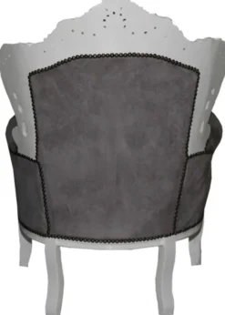 Casa Padrino Barock Sessel King im Antik Stil, Grau / Weiß, Höhe 120 cm, Breite 85 cm, Tiefe 85 cm, Handgefertigt