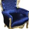 Casa Padrino Barock Sessel King Royalblau / Gold 85 x 85 x H. 120 cm