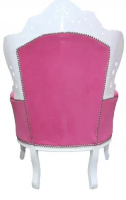 Casa Padrino Barock Sessel King Rosa / Weiß mit Bling Bling Glitzersteinen, 120 x 85 x 85 cm