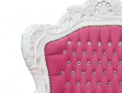 Casa Padrino Barock Sessel King Rosa / Weiß mit Bling Bling Glitzersteinen, 120 x 85 x 85 cm
