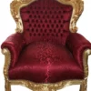 Casa Padrino Barock Sessel King Bordeaux Musterstoff / Gold - Luxuriöser Antik Stil Sessel - 120 x 85 x 85 cm