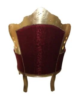 Casa Padrino Barock Sessel King Bordeaux Musterstoff / Gold - Luxuriöser Antik Stil Sessel - 120 x 85 x 85 cm