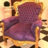 Casa Padrino Barock Sessel King lila / gold, Breite 85 cm, Tiefe 85 cm, Höhe 120 cm, Sitzhöhe 45 cm