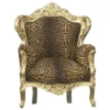Casa Padrino Barock Sessel King im Leopardenmuster und Gold 120 x 85 x 85 cm